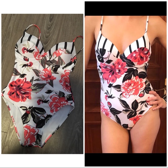 🎉HP🎉Beautiful One Piece White Floral Suit - Picture 2 of 7